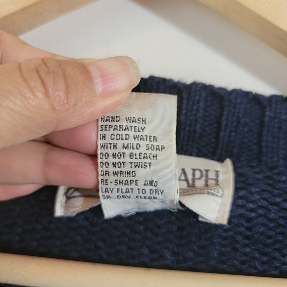 VTG Y2K Blue White Floral Chunky 3-D Knit Pullover Sweater Sz M Crop Cottagecore - Picture 9 of 11